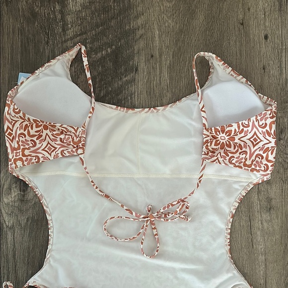 Roxy Orange and White One Piece Swimsuit with Cut-Out Details - Picture 5 of 11